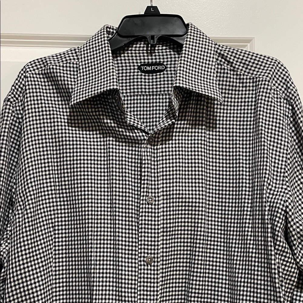 Tom Ford Black and White Checkered Dress Shirt